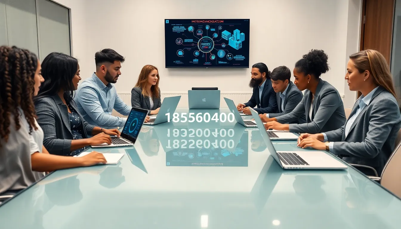 diverse team discussing telecommunications systems in a modern conference room.